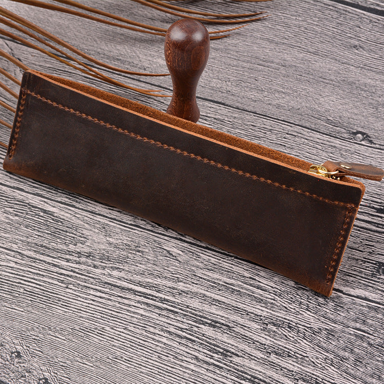 Wholesale Retro Leather Head Layer Crazy Horse Handmade Pen Bag